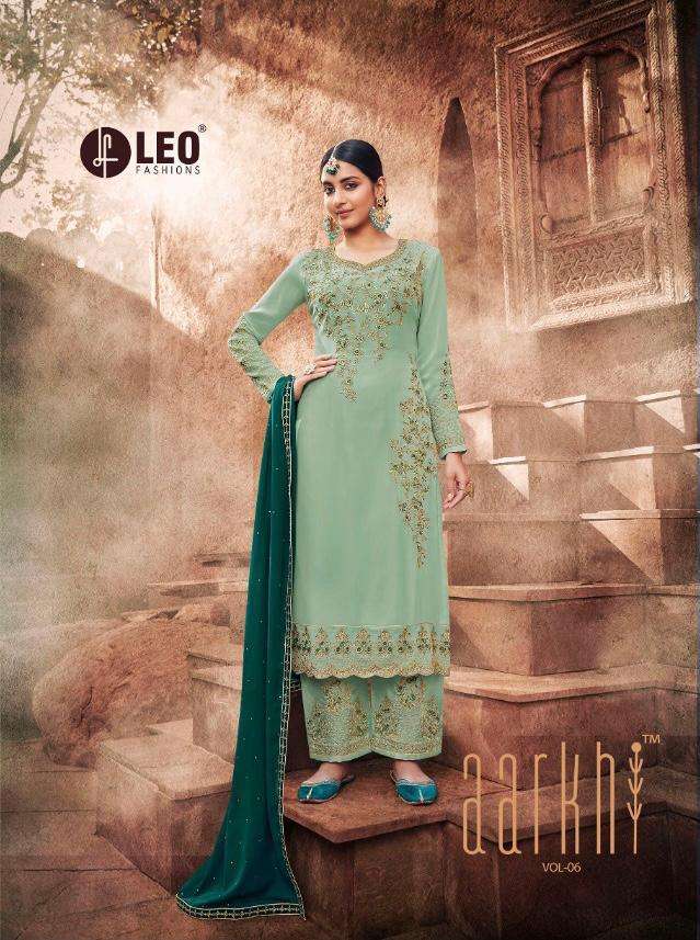 Leo Fashion Launch By Aarkha Vol 6 Georgette With Fancy Embroidery Work Exclusive Casual Wear Salwar Suits