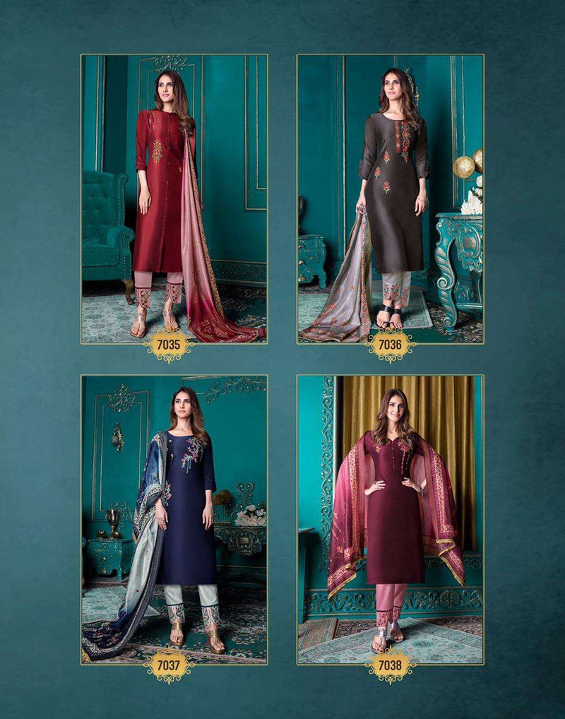 Lily And Lali Launch Monalisa Vol 4 Bemberg Silk With Embroidery Work Designer Fancy Salwar Suit