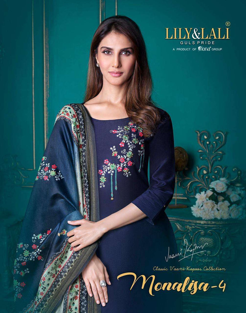Lily And Lali Launch Monalisa Vol 4 Bemberg Silk With Embroidery Work Designer Fancy Salwar Suit