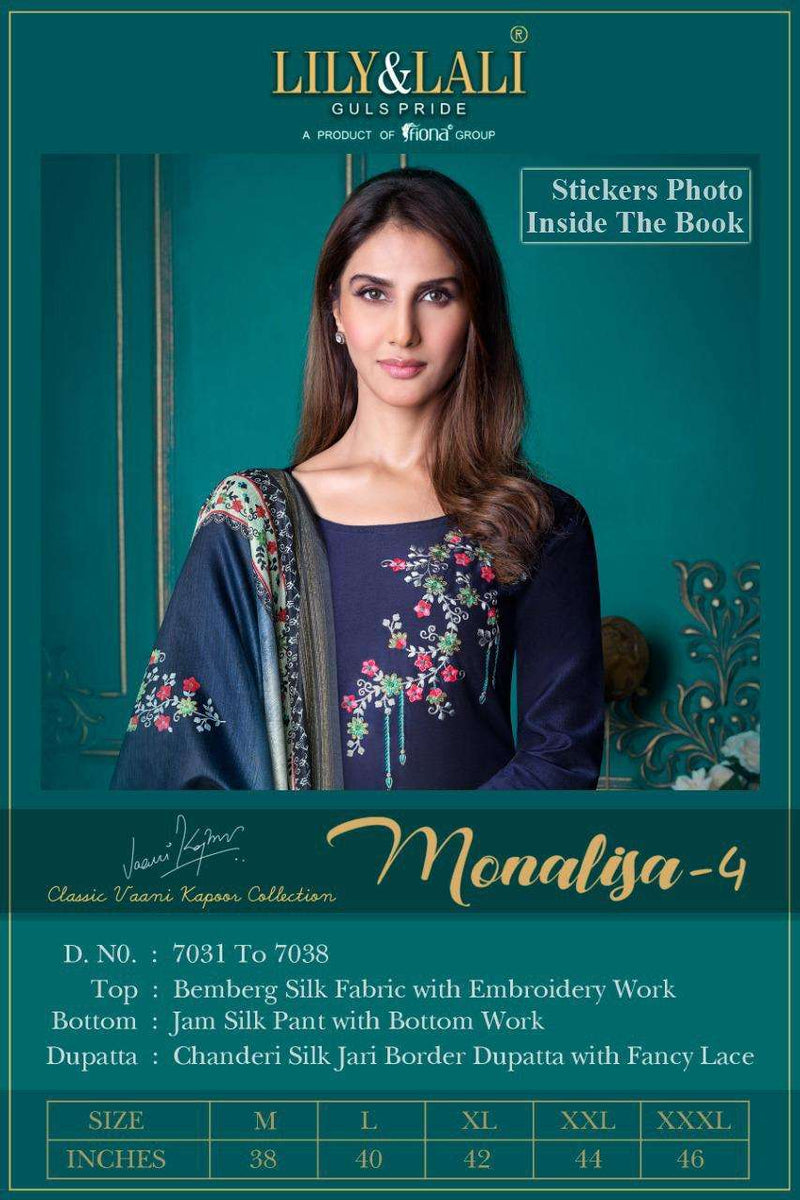 Lily And Lali Launch Monalisa Vol 4 Bemberg Silk With Embroidery Work Designer Fancy Salwar Suit