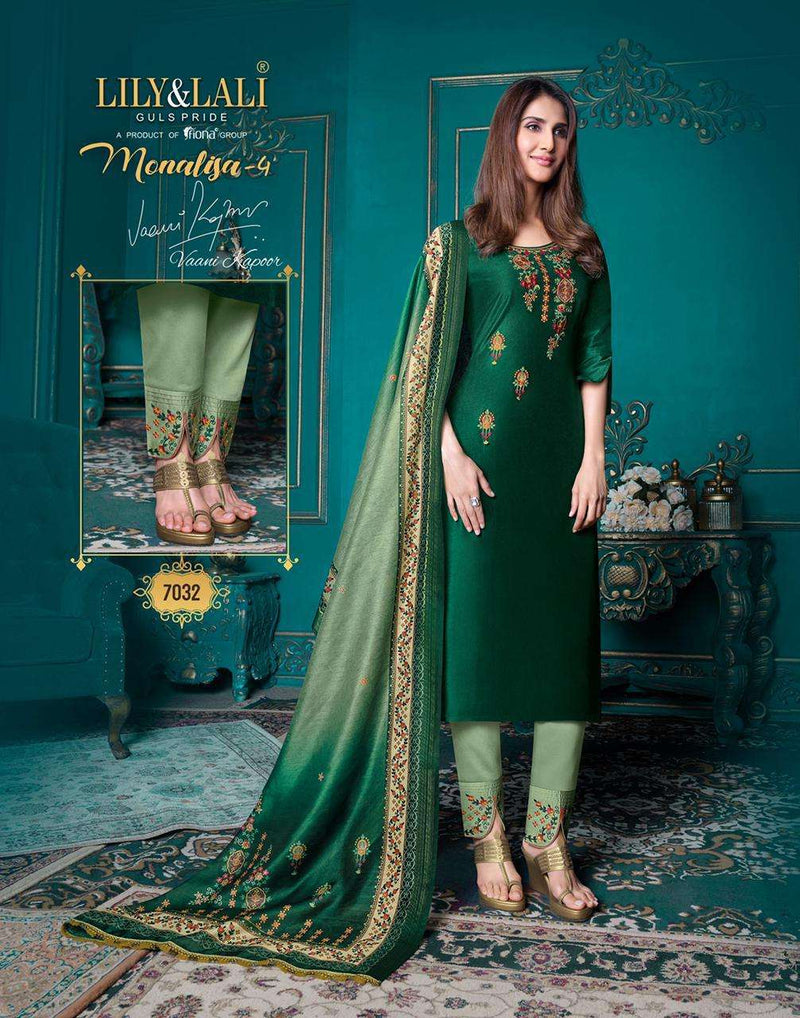 Lily And Lali Launch Monalisa Vol 4 Bemberg Silk With Embroidery Work Designer Fancy Salwar Suit