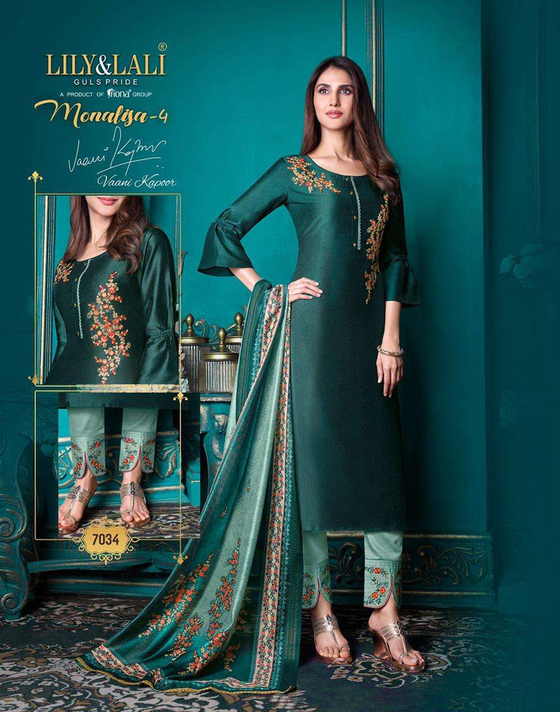 Lily And Lali Launch Monalisa Vol 4 Bemberg Silk With Embroidery Work Designer Fancy Salwar Suit