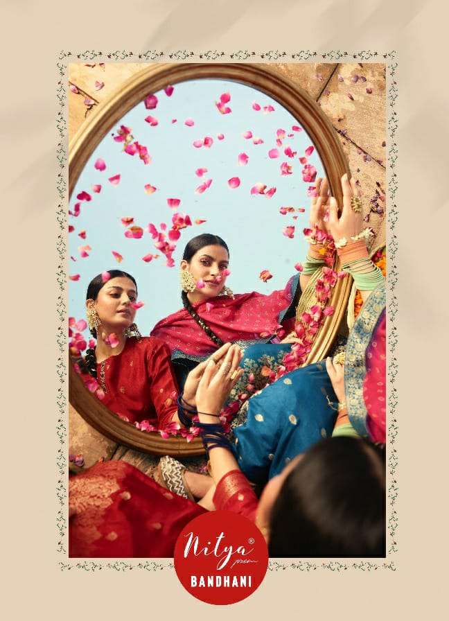 Lt Fabrics Bandhani Dola Jacquard Hand Work Salwar Kameez
