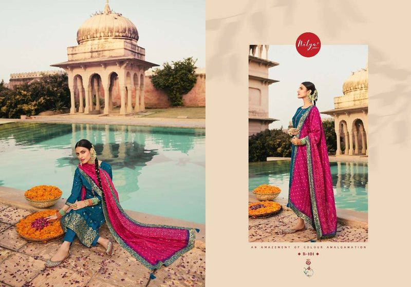 Lt Fabrics Bandhani Dola Jacquard Hand Work Salwar Kameez