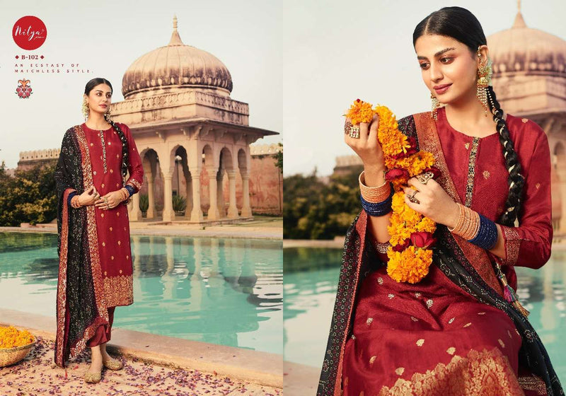 Lt Fabrics Bandhani Dola Jacquard Hand Work Salwar Kameez