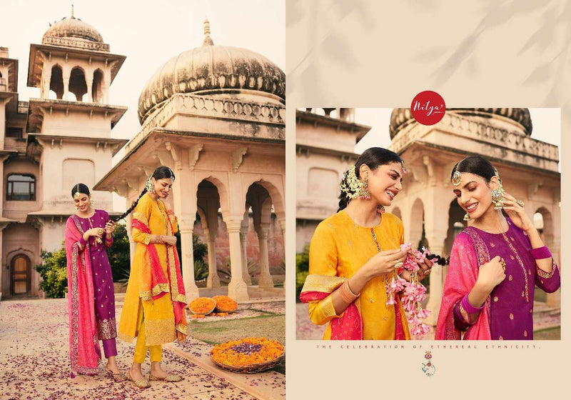 Lt Fabrics Bandhani Dola Jacquard Hand Work Salwar Kameez