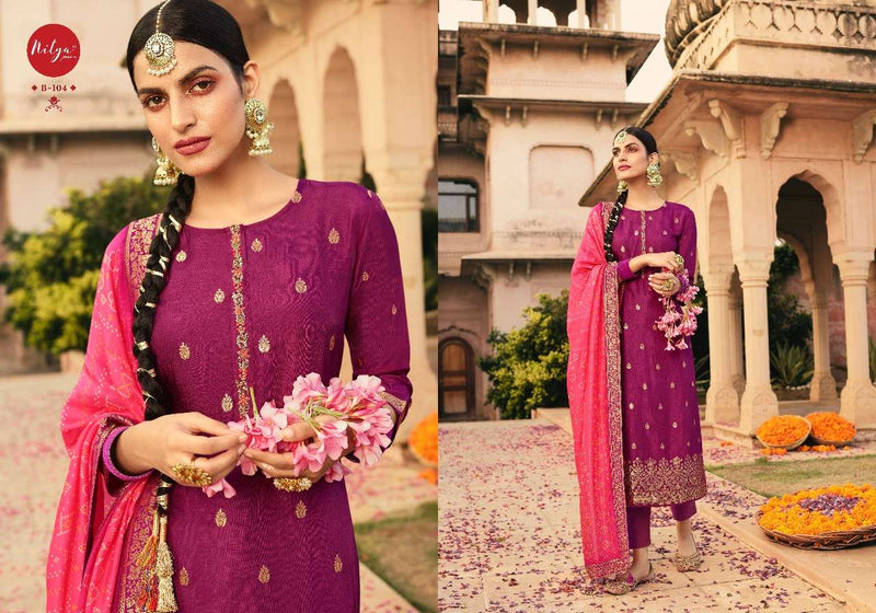 Lt Fabrics Bandhani Dola Jacquard Hand Work Salwar Kameez