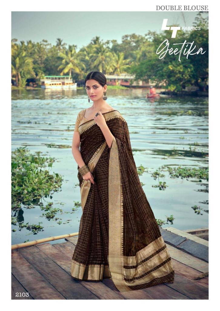 Lt Fabrics Geetika Kora Silk with Heavy Weaving Jari Saree