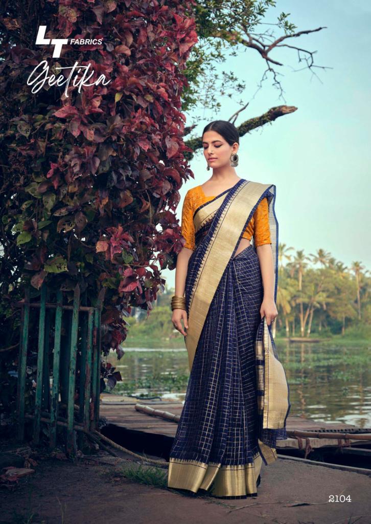 Lt Fabrics Geetika Kora Silk with Heavy Weaving Jari Saree