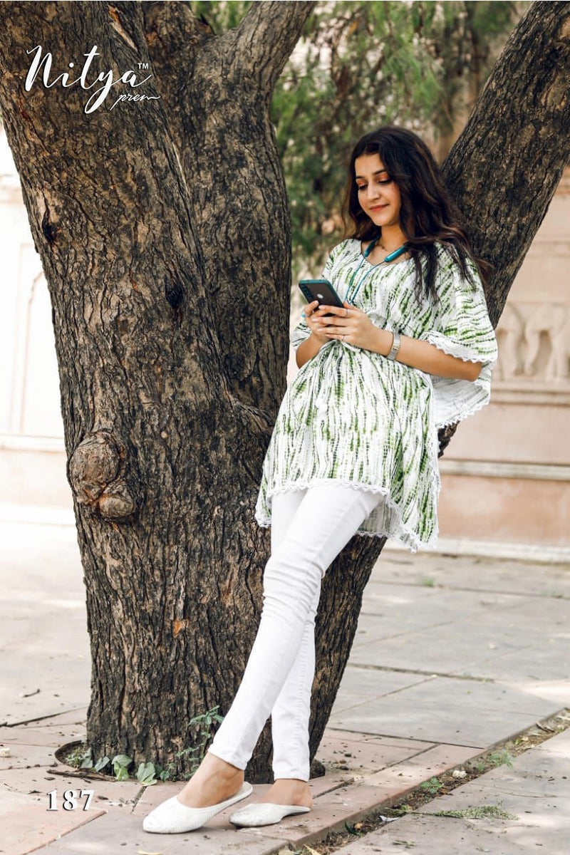 Lt Fabrics Nitya Rayon Fabrics With Laces Fancy Kurti