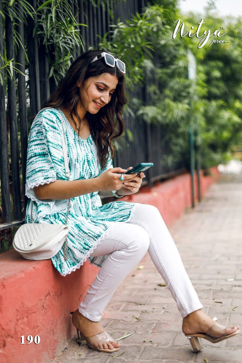 Lt Fabrics Nitya Rayon Fabrics With Laces Fancy Kurti