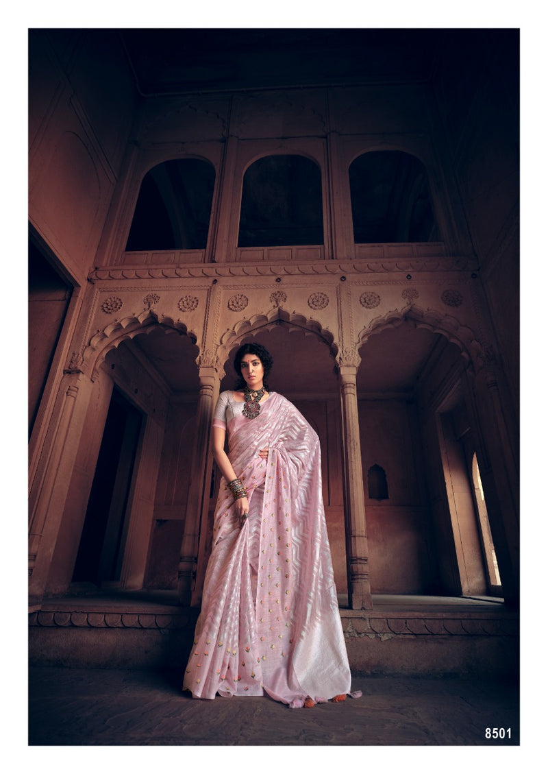 Lt Fashions Sahira Pure Linen Embroidery Work Sarees Collection