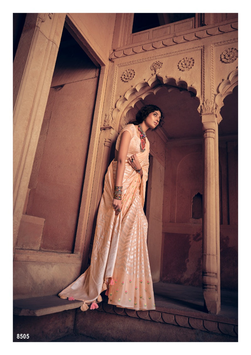 Lt Fashions Sahira Pure Linen Embroidery Work Sarees Collection