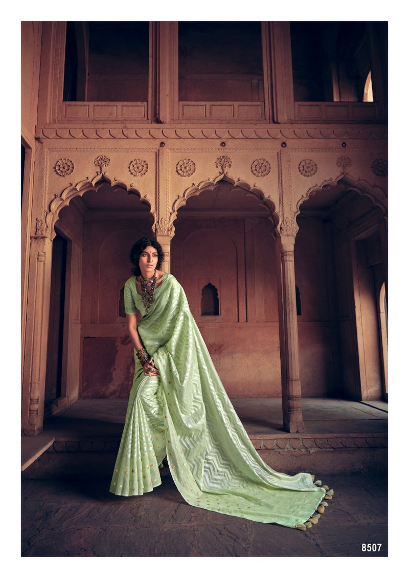 Lt Fashions Sahira Pure Linen Embroidery Work Sarees Collection
