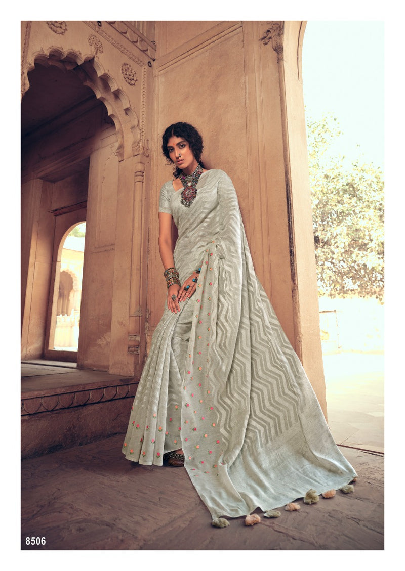 Lt Fashions Sahira Pure Linen Embroidery Work Sarees Collection
