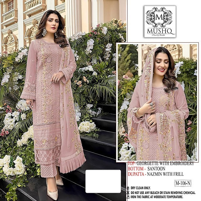 Mushq M 106 Fox Georgette Designer Pakistani Style Party Wear Salwar Suits