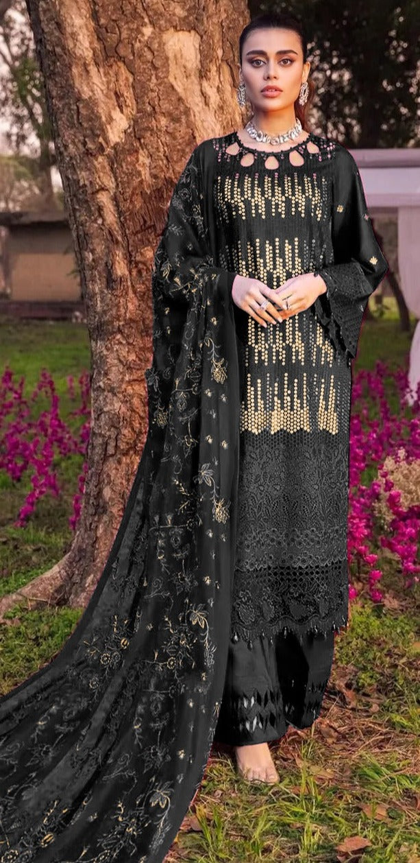Mushq M 134 Fox Georgette With Chicken Work Designer Party Wear Salwar Kameez