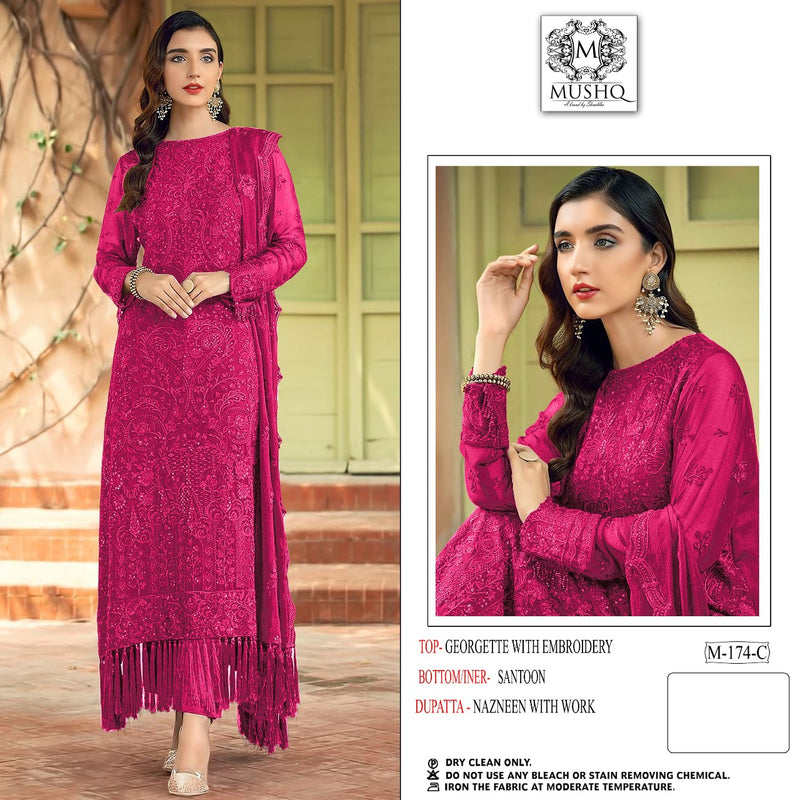 Mushq M 174 C Georgette With Heavy Embroidery Work Stylish Designer Party Wear Salwar Kameez