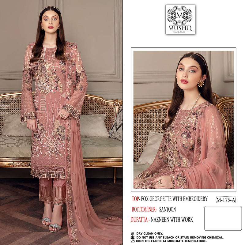 Mushq Dno M 175 A Georgette With Heavy Embroidery Work Stylish Designer Pakistani Party Wear Salwar Kameez