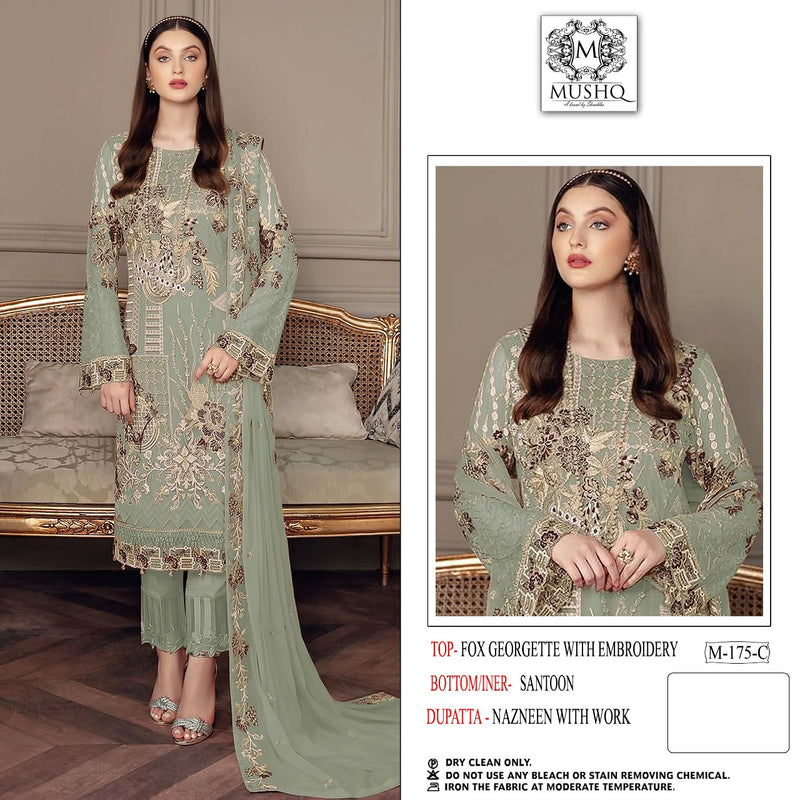 Mushq Dno M 175 C Georgette With Heavy Embroidery Work Stylish Designer Pakistani Party Wear Salwar Kameez