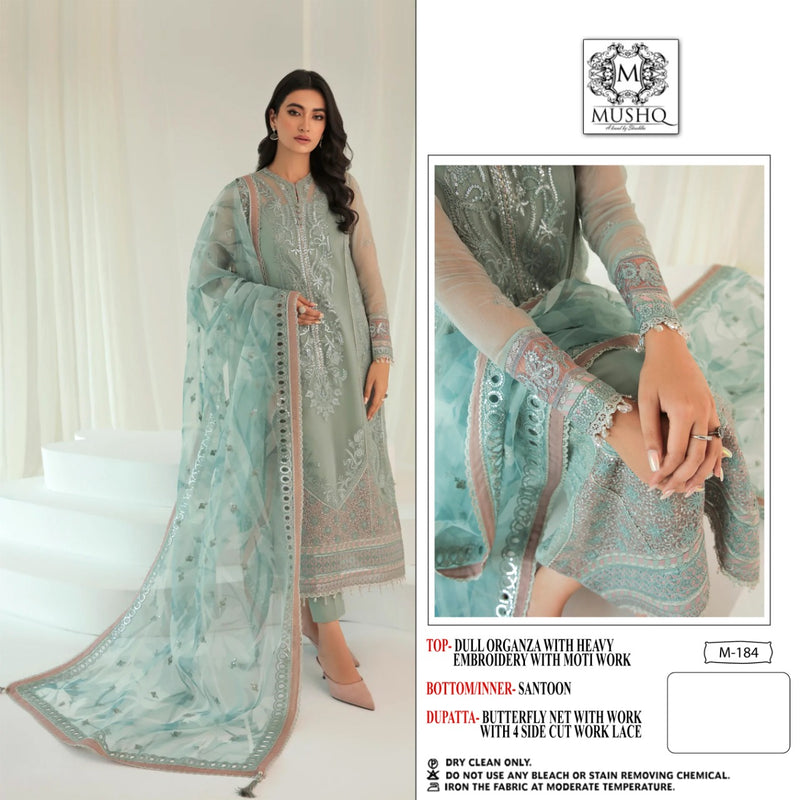 Mushq M 184 Organza With Heavy Embroidery Work Stylish Designer Pakistani Fancy Salwar Kameez