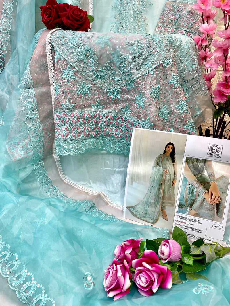 Mushq M 184 Organza With Heavy Embroidery Work Stylish Designer Pakistani Fancy Salwar Kameez