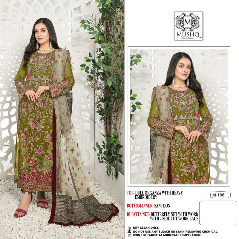 Mushq M 186 Organza With Beautiful Embroidery Work Stylish Designer Pakistani Wedding Wear Salwar Kameez