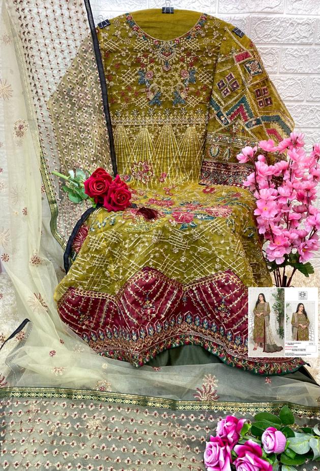 Mushq M 186 Organza With Beautiful Embroidery Work Stylish Designer Pakistani Wedding Wear Salwar Kameez