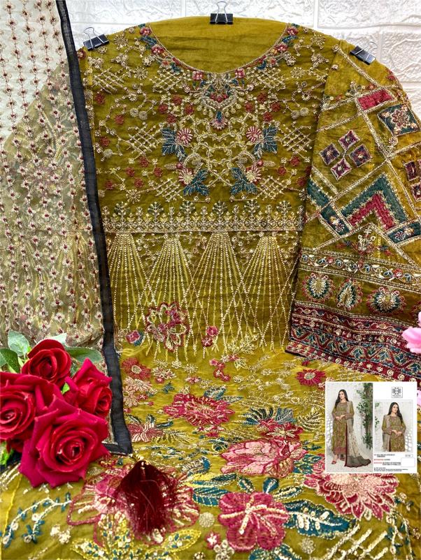 Mushq M 186 Organza With Beautiful Embroidery Work Stylish Designer Pakistani Wedding Wear Salwar Kameez