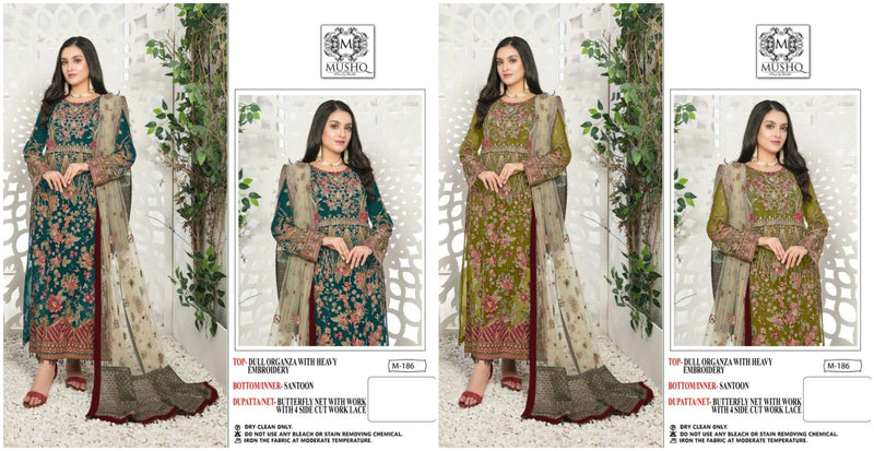 Mushq M 186 Organza With Beautiful Embroidery Work Stylish Designer Pakistani Wedding Wear Salwar Kameez