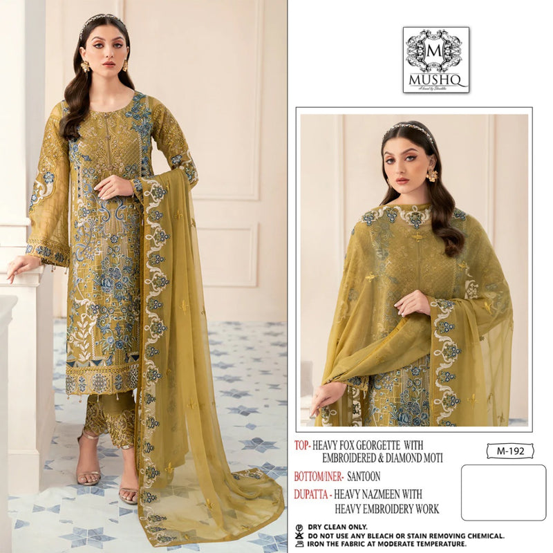 Mushq M 192 To 196 Georgette With Heavy Embroidery Work Stylish Designer Party Wear Salwar Kameez