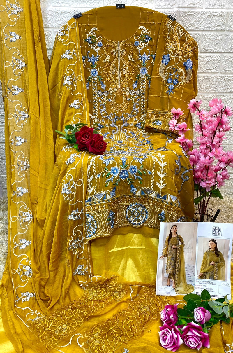 Mushq M 192 To 196 Georgette With Heavy Embroidery Work Stylish Designer Party Wear Salwar Kameez