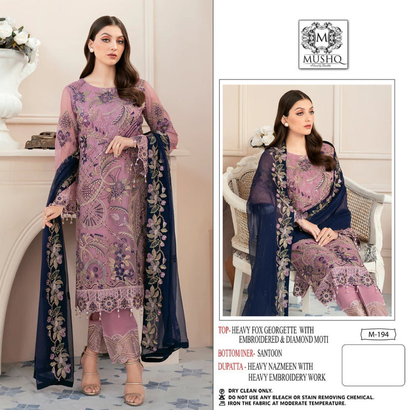 Mushq M 192 To 196 Georgette With Heavy Embroidery Work Stylish Designer Party Wear Salwar Kameez