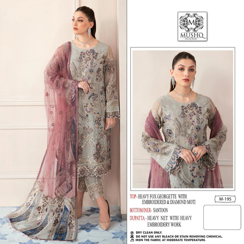 Mushq M 192 To 196 Georgette With Heavy Embroidery Work Stylish Designer Party Wear Salwar Kameez