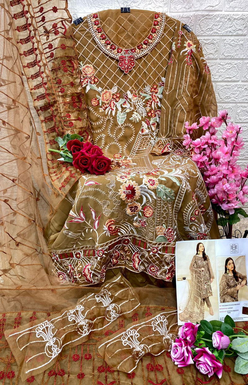 Mushq M 201 Heavy Fox Georgette Embroidered Diamond Work Salwar Suit