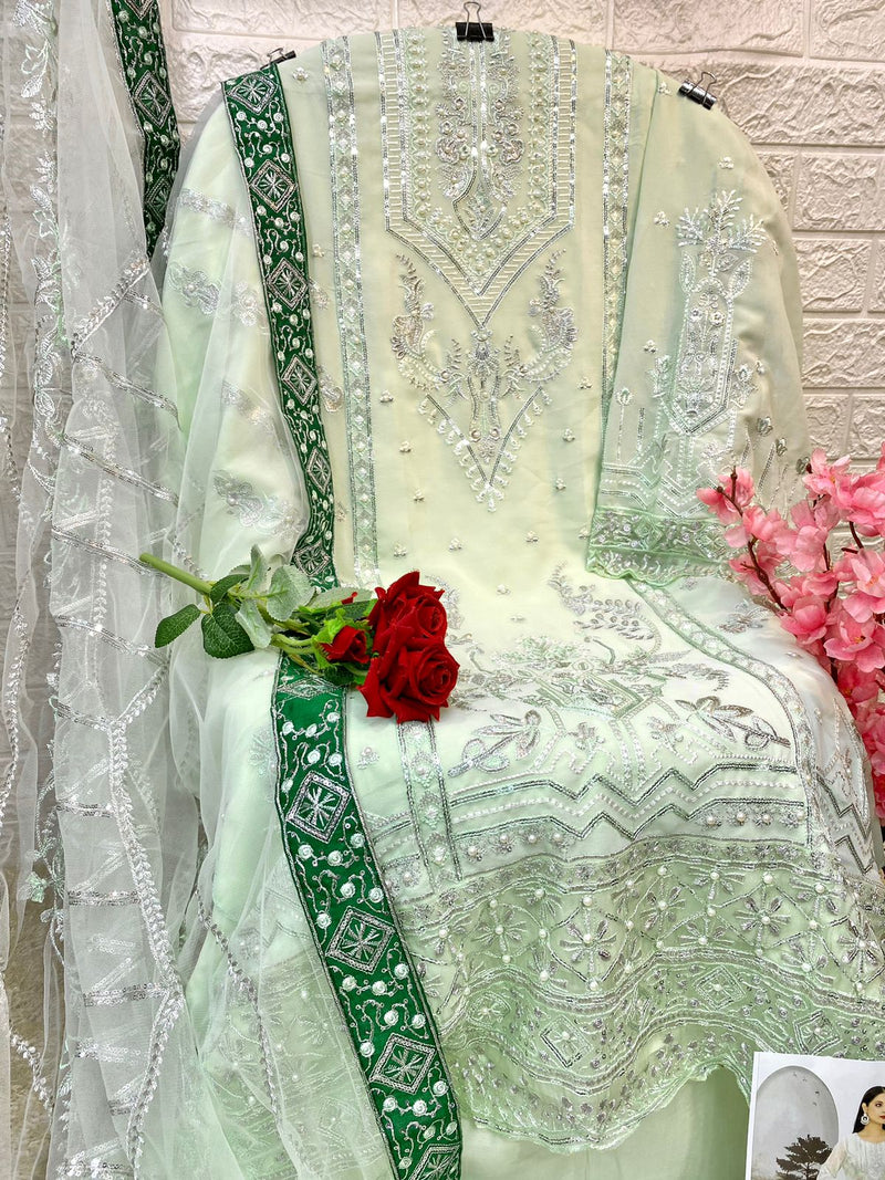 Mushq M 202 Heavy Fox Georgette Embroidered Diamond Work Salwar Suit
