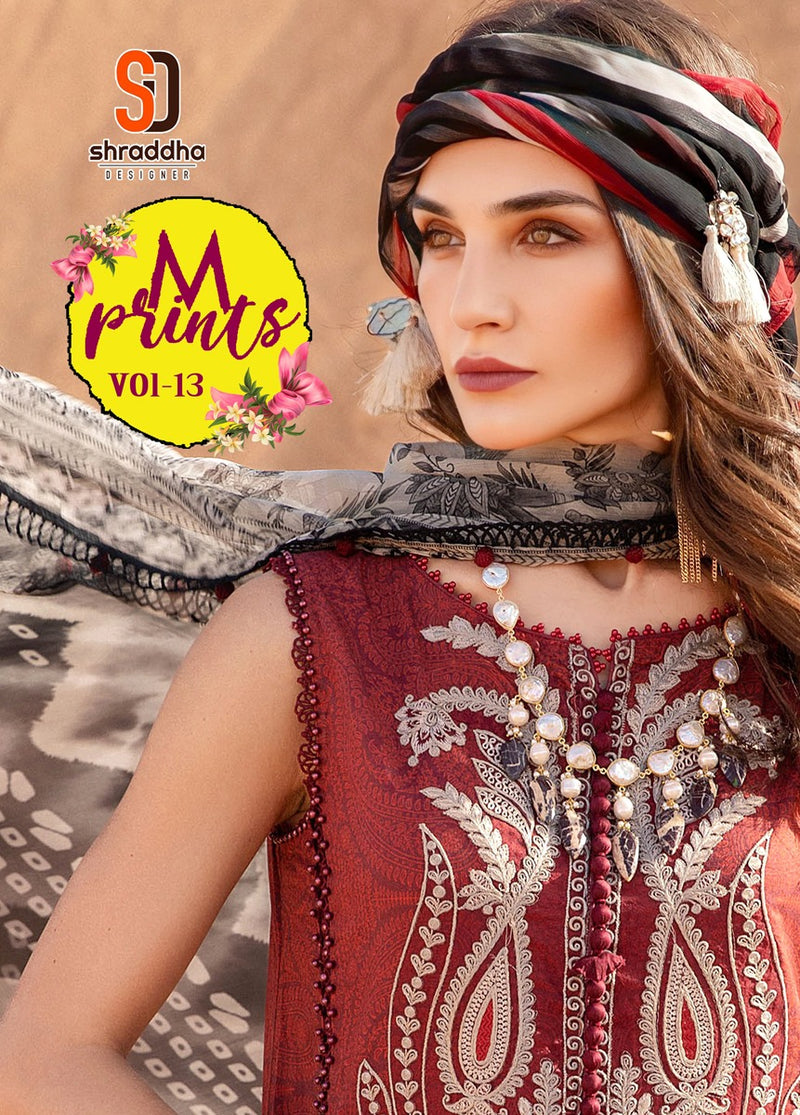 Sharddha M Print Vol 13 Chiffon With Heavy Embroidery Work Stylish Designer Pakistani Salwar Kameez