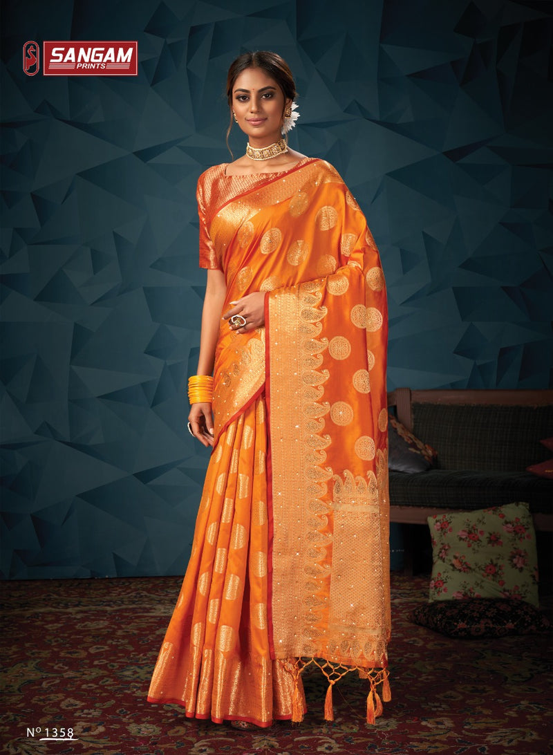 Sangam Print Madhuri Silk Heavy Designer Party Wear Sarees