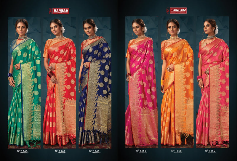 Sangam Print Madhuri Silk Heavy Designer Party Wear Sarees