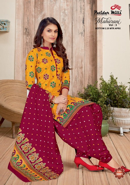 Patidar Mills Maharani Vol 3 Cotton Printed Patiyala Style Stylish Salwar Suits