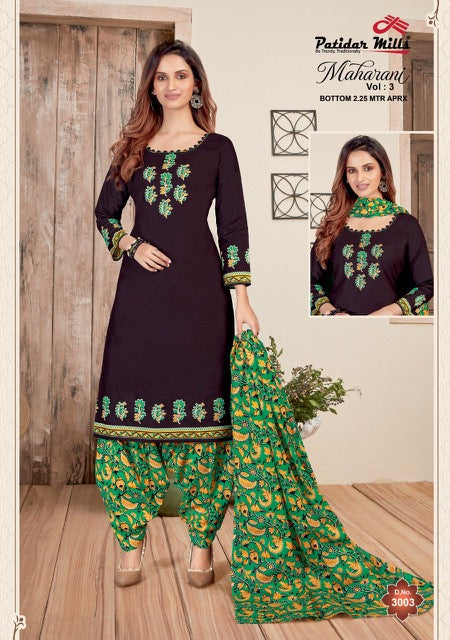 Patidar Mills Maharani Vol 3 Cotton Printed Patiyala Style Stylish Salwar Suits