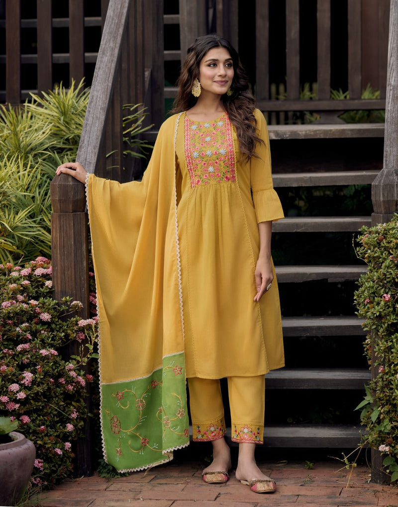 Lily And Lali Mahek Embroidery Handwork Pure Cotton Fancy Heavy Designer Partywear Kurti