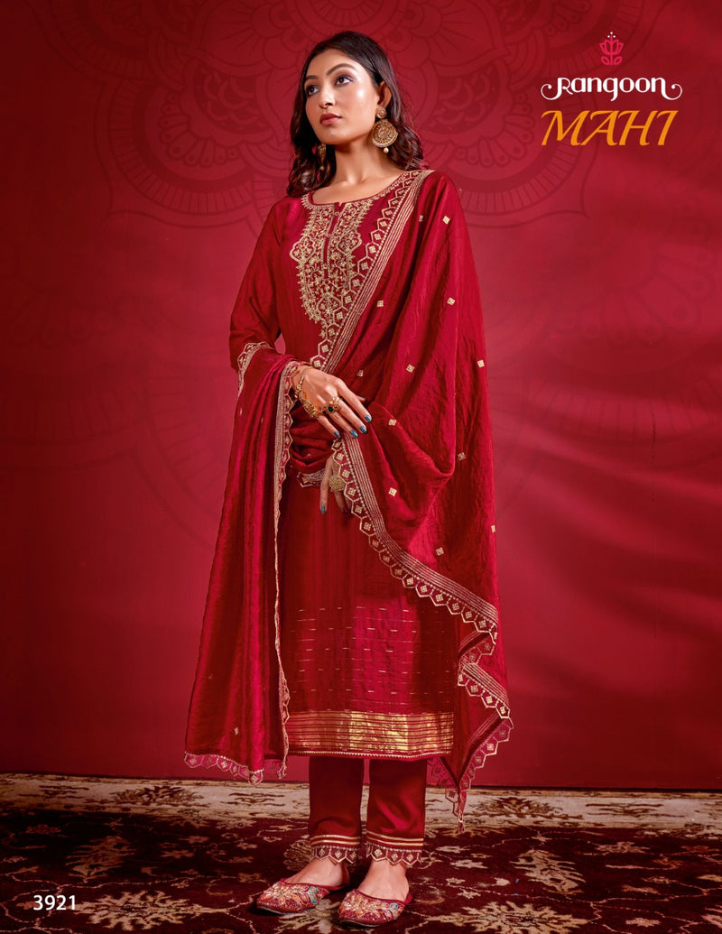 Rangoon Mahi Jacquard With Fancy Embroidery Work Stylish Designer Festive Wear Fancy Kurti