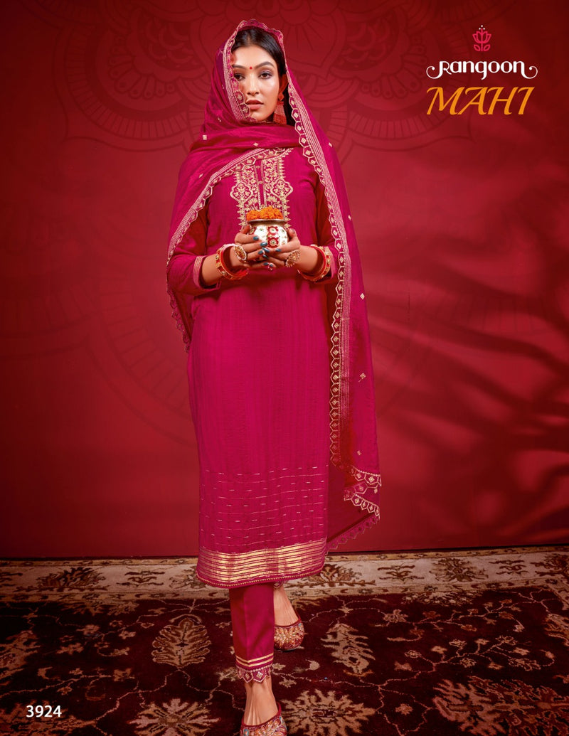 Rangoon Mahi Jacquard With Fancy Embroidery Work Stylish Designer Festive Wear Fancy Kurti