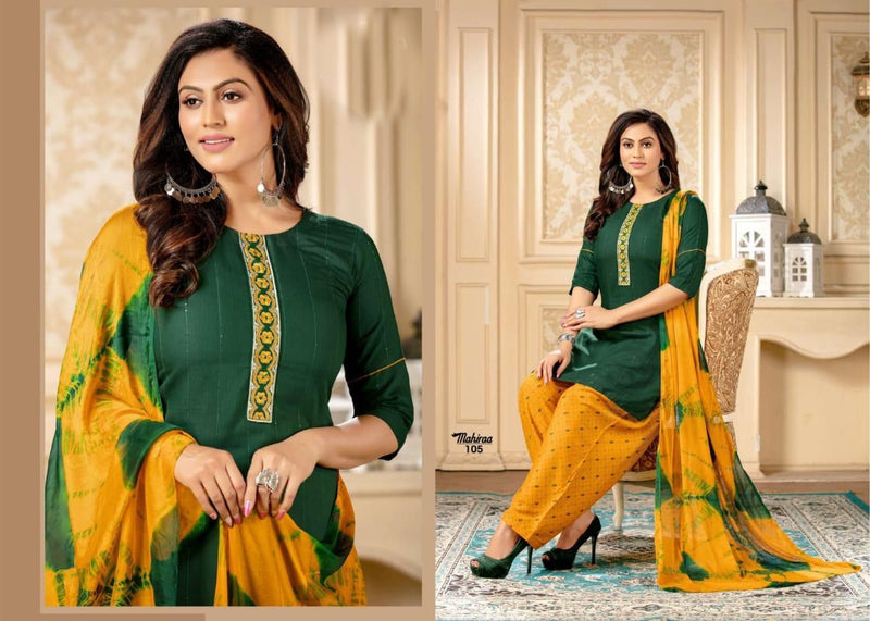 MF Mahiraa Vol 1 Rayon Printed Fancy Festive Wear Kurtis With Patiyala Style  Bottom & Dupatta