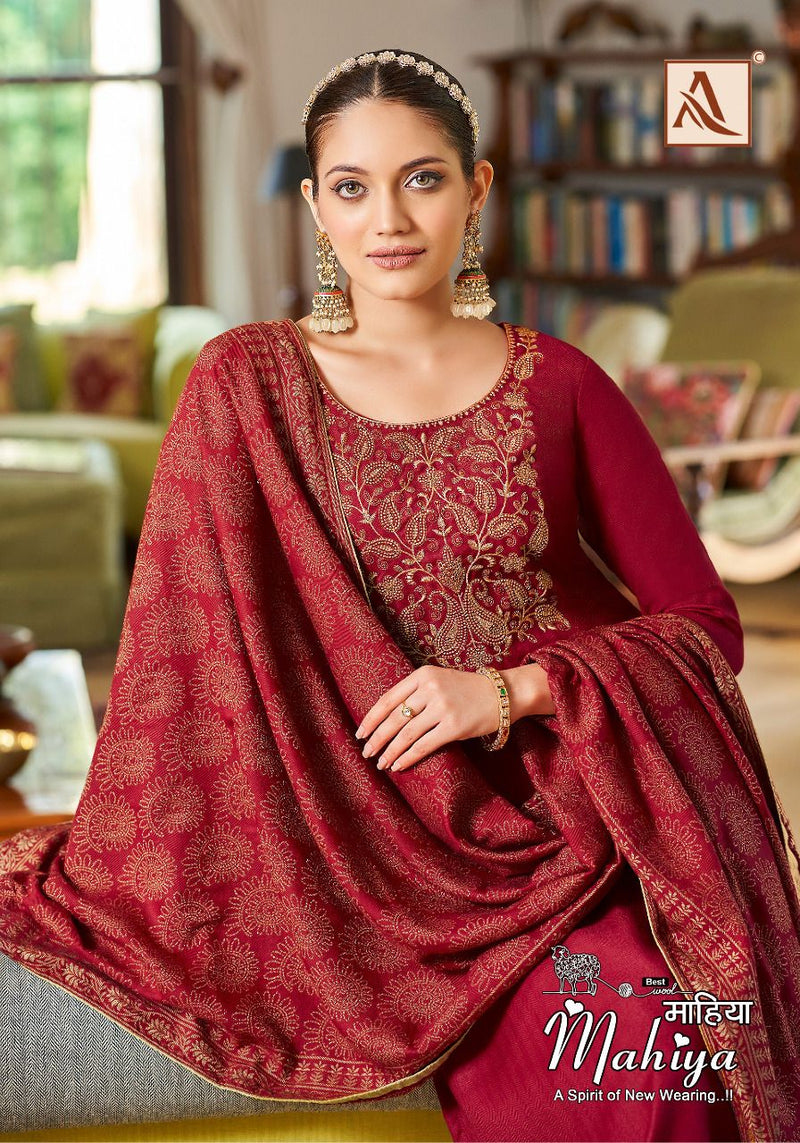 Alok Suit Mahiya Pashmina Embroidery With Sarovski Diamond Work Stylish Designer Festive Wear Salwar Kameez