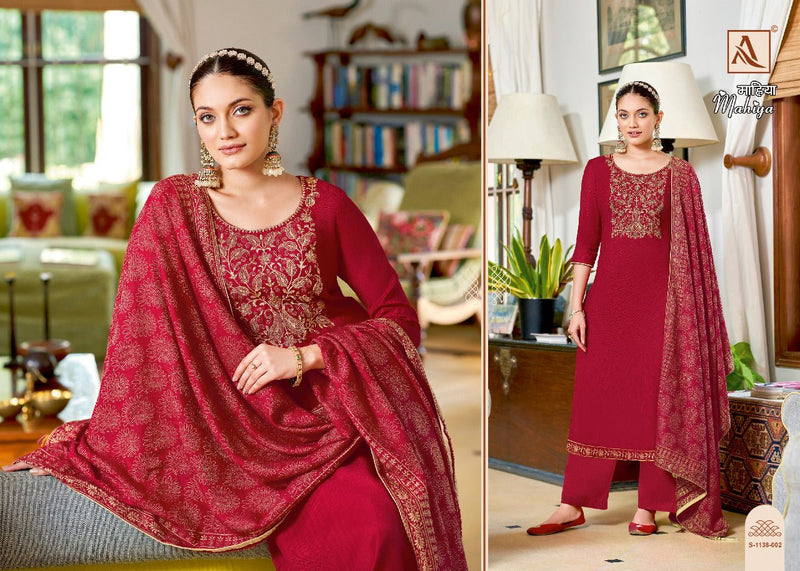 Alok Suit Mahiya Pashmina Embroidery With Sarovski Diamond Work Stylish Designer Festive Wear Salwar Kameez