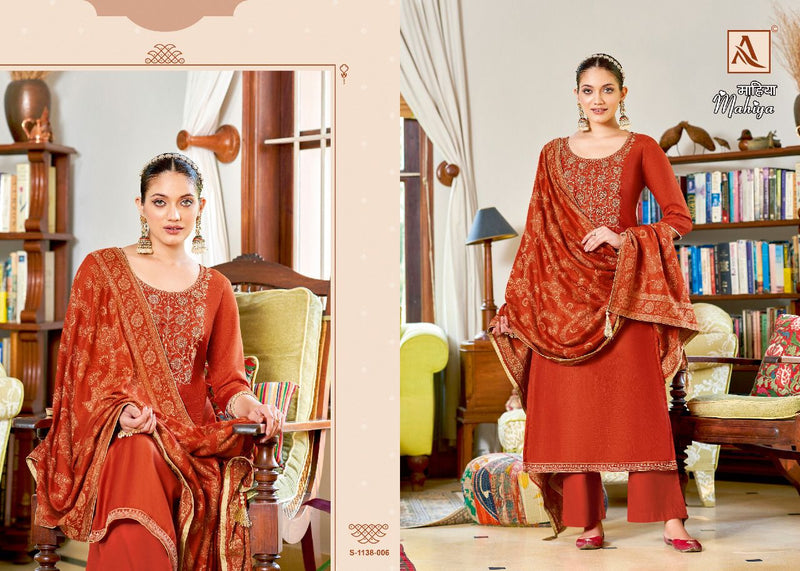 Alok Suit Mahiya Pashmina Embroidery With Sarovski Diamond Work Stylish Designer Festive Wear Salwar Kameez
