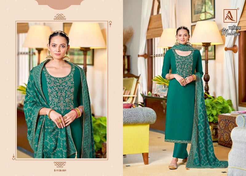 Alok Suit Mahiya Pashmina Embroidery With Sarovski Diamond Work Stylish Designer Festive Wear Salwar Kameez