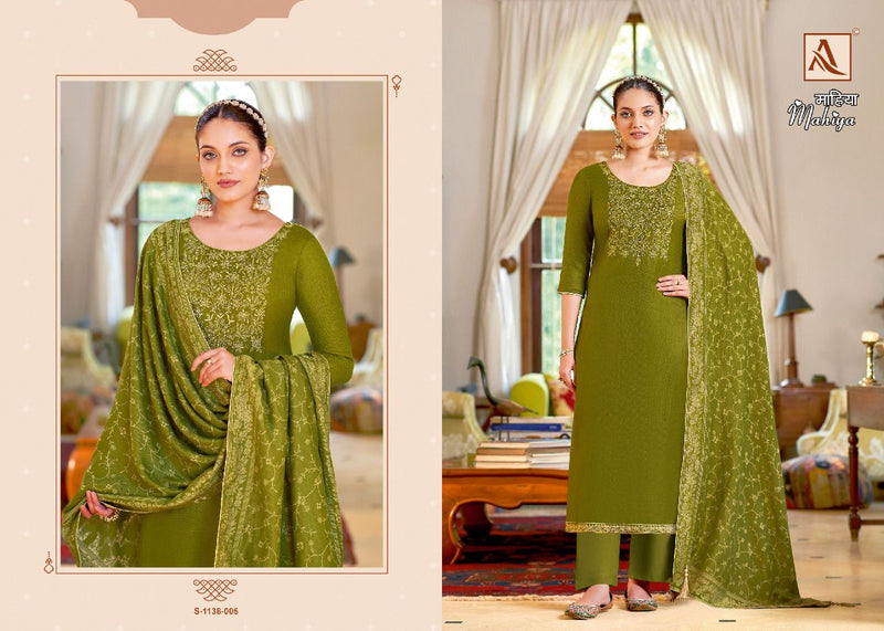Alok Suit Mahiya Pashmina Embroidery With Sarovski Diamond Work Stylish Designer Festive Wear Salwar Kameez